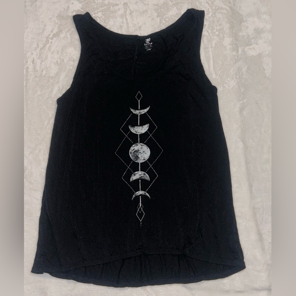 2010s grunge tank top with moons SIZE L